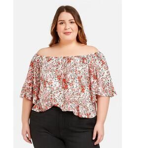 Wild Pearl Off-Shoulder Floral Blouse with Bell Sleeves - Women’s Size Large